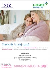 Bezpłatne badania mammograficzne dla kobiet w wieku 50-69 lat w marcu 2018 - Jabłonna ( Powiat Legionowski)
